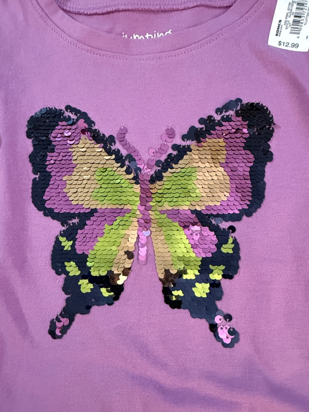 Jumping beans Purple Butterfly Sequin Short Sleeve Tee - Girls - Picture 2 of 5